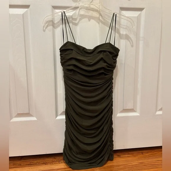 Princess Polly Dark Green Ruched Bodycon Tara Mini Dress - Picture 2 of 7